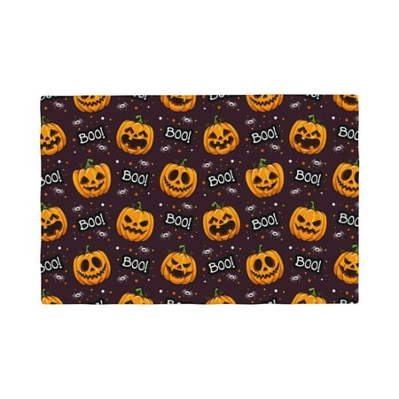 

Table Placemats Set of 6 - pumpkins fun halloween 12x18 In Faux Linen Double Heat Resistant Place Mats Cloth Indoor/Outdoor Placemats Washable Table Mats for Dining Kitchen Party