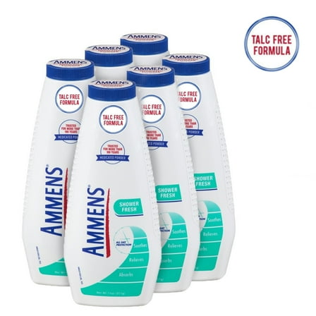 6 Pack - Ammens Medicated Powder Shower Fresh 11oz Each