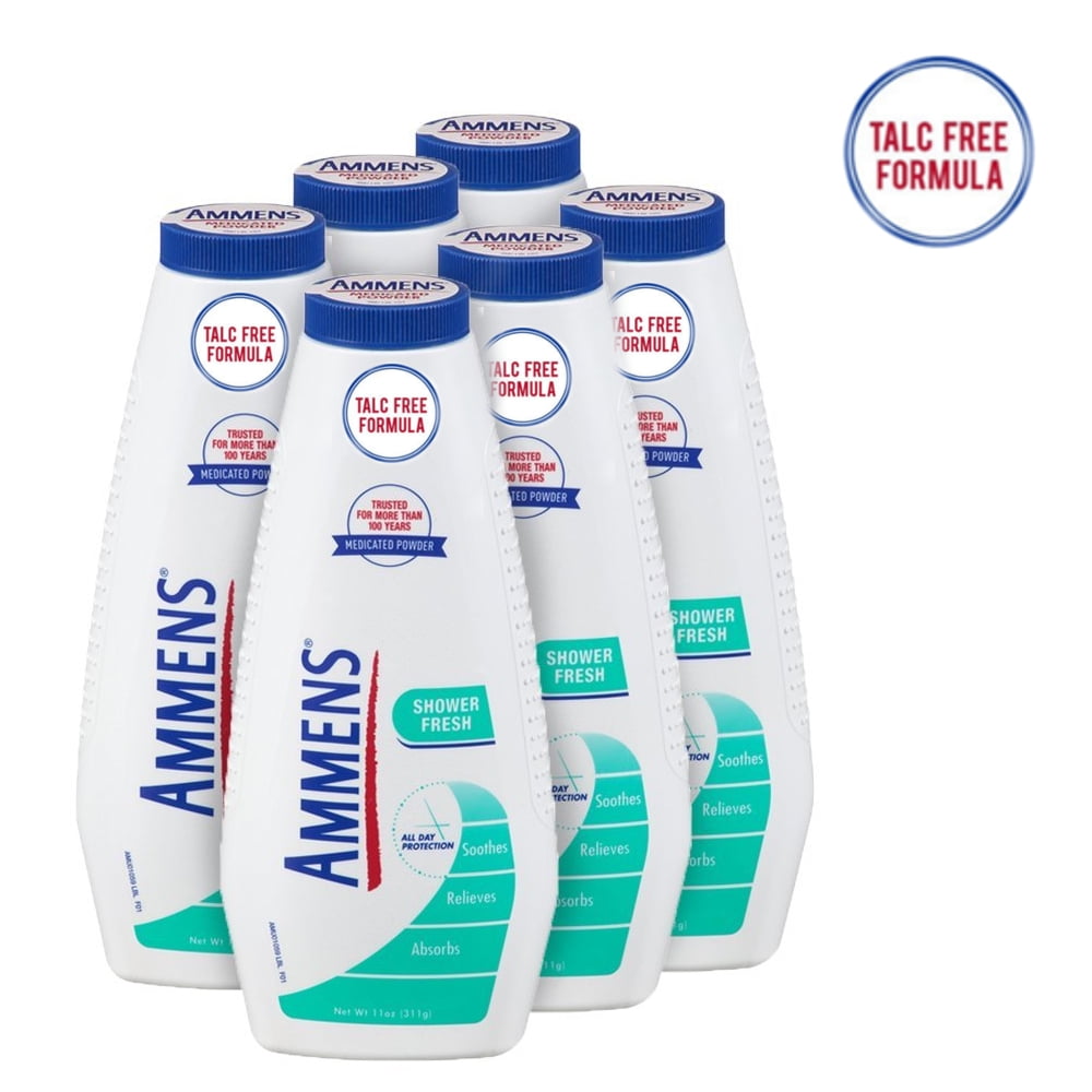 6 Pack Ammens Medicated Powder Shower Fresh 11oz Each