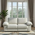 thumbnail image 2 of Newest 78.74" Cream White Faux Leather Sofa with Hidden Storage - 2-Seater Loveseat for Small Apartments, Space-Saving Compact Design, 2 of 26