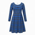 thumbnail image 5 of GUACER Plaid Fall Midi Dresses for Women High Waist Crewneck Long Sleeve A-Line Swing Dress for Work Casual, 5 of 6