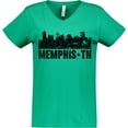 thumbnail image 3 of Inktastic Memphis city Skyline with Grunge Women's V-Neck T-Shirt, 3 of 5