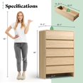 thumbnail image 2 of Papajet 5 Drawer Dresser for Bedroom, 48" Tall Modern Chest of Storage Drawers with Anti-Tip Kit, Wood Cabinet Organizer, Easy Assembly, Light Oak, 2 of 8