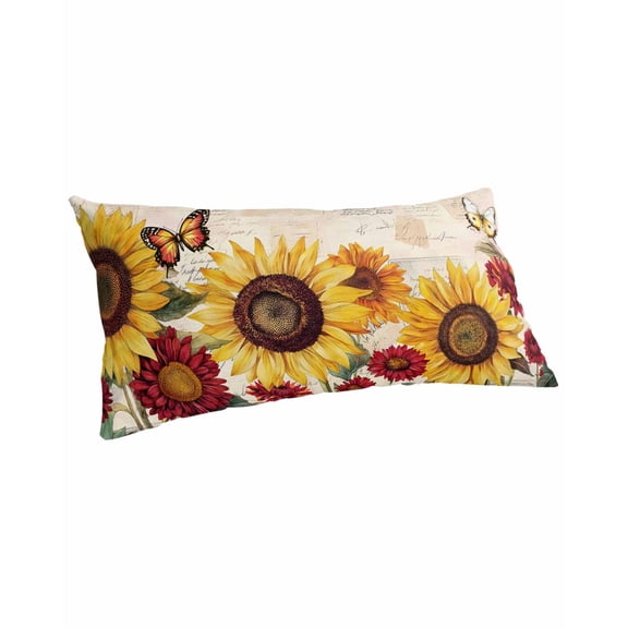 Sunflower Pillow Covers King Size, Farmhouse Rose Floral Vintage Butterfly Soft Bed Throw Pillowcases Breathable Cooling Long Lumbar Body Pillow Sham Cover for Bed Sofa 20''x40''