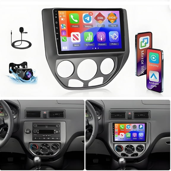 Eforcase Android 14 Car Radio for Ford Focus 2005-2007,9" Touch Screen Stereo with GPS SWC Wireless CarPlay Android Auto,4 64GB