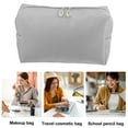 thumbnail image 3 of Unique Bargains 1 Pcs Makeup Bag Cosmetic Travel Bag Waterproof PU Leather Case Makeup Bag for Women S Size Silver Tone, 3 of 6