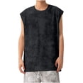 thumbnail image 2 of Big & Tall Men's Acid Wash Sleeveless Tank Tops Workout Bodybuilding Muscle Shirts Casual Loose Fit Streetwear Crew Neck Athletic Summer Athleisure, 2 of 8