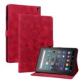 thumbnail image 2 of FJLBDE Case for Amazon Kindle Fire 7 (12th Gen, 2022 Release), Embossed Flower PU Leather Flip Wallet Folio Stand Cover, Red, 2 of 7
