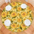thumbnail image 2 of Round Fitted Tablecloth with Bold Sunflower Pattern, Elastic Hem, Water-Repellent Polyester, Fits 44-52", 2 of 7