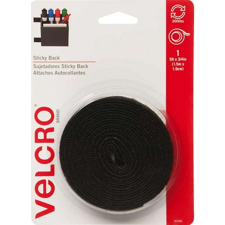 VELCRO Brand - Sticky Back Hook and Loop Fasteners – Peel and Stick Permanent Adhesive Tape and Circles Keeps Classrooms, Home, and Offices Organized |18in x 3/4in Tape and 3/4in Circles 12ct Black