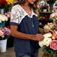 thumbnail image 4 of Fewfanhot Womens Tops Trendy Lace Basic V-Neck T-Shirts Short Sleeve Loose Fitting Tunic Tank Tops, 4 of 7