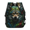 thumbnail image 4 of Pofeuu Realistic Style Colorful Wolf Print Backpack for Men and Women - Basic Bookbag Casual Daypack Backpacks for College Work Travel-One Size, 4 of 5