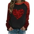 thumbnail image 1 of Penkiiy Hauts de Mode à Manches Longues pour Femmes, Col Rond Mignon, Blouse Tendance, Saint-Valentin 2025, Grande Taille, Imprimé Cœur d'Amour, S Rouge, 1 of 4