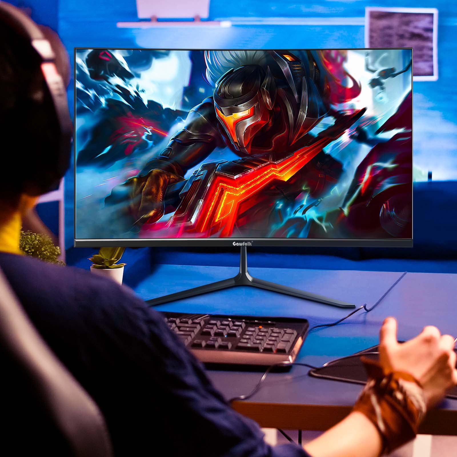 Gawfolk 24” Curved Monitor 75Hz Full HD 1080P, Ultra-Thin Non-frame Gaming Display with AMD FreeSync HDMI VGA Machine Black