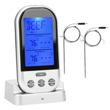 

Digital Wireless Meat Thermometer BBQ Thermometer Oven Safe Leave In Read For Cooking Grilling