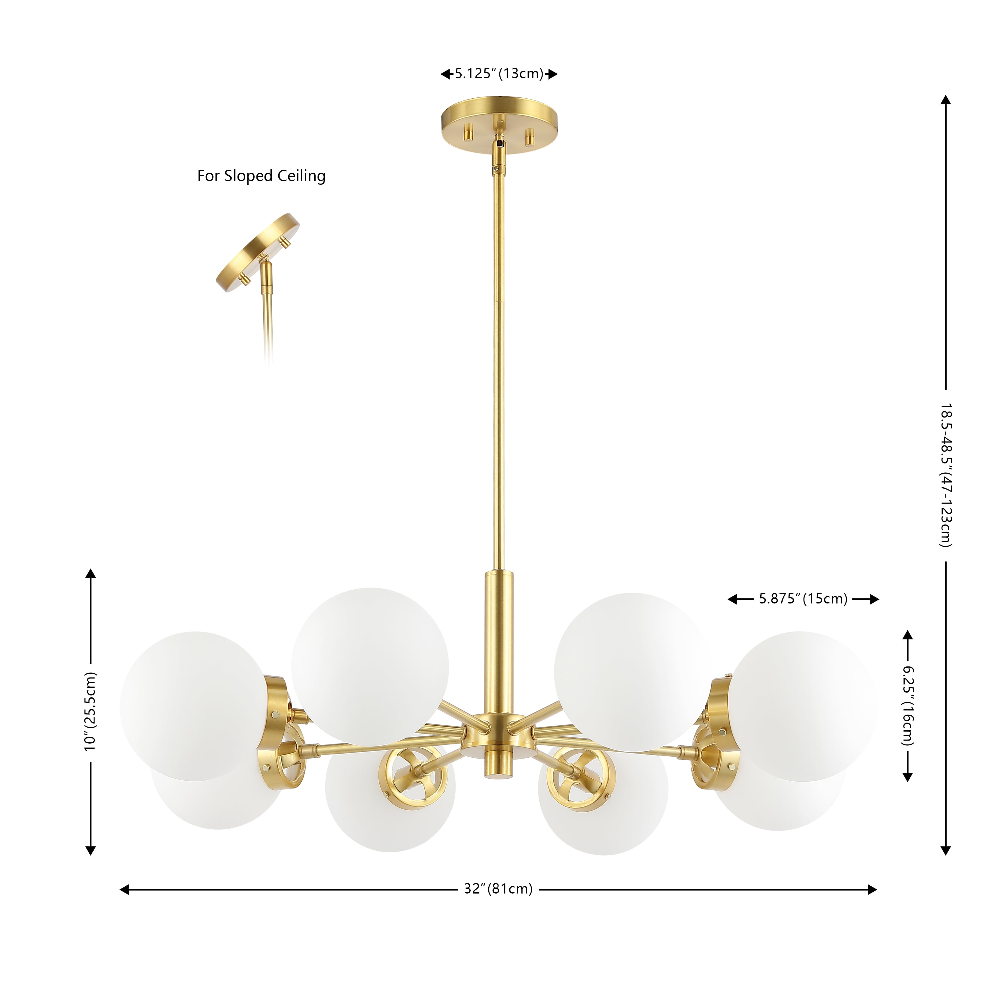 Safavieh 8-Light Mid-Century Modern Iron Gold Sputnik Chandelier