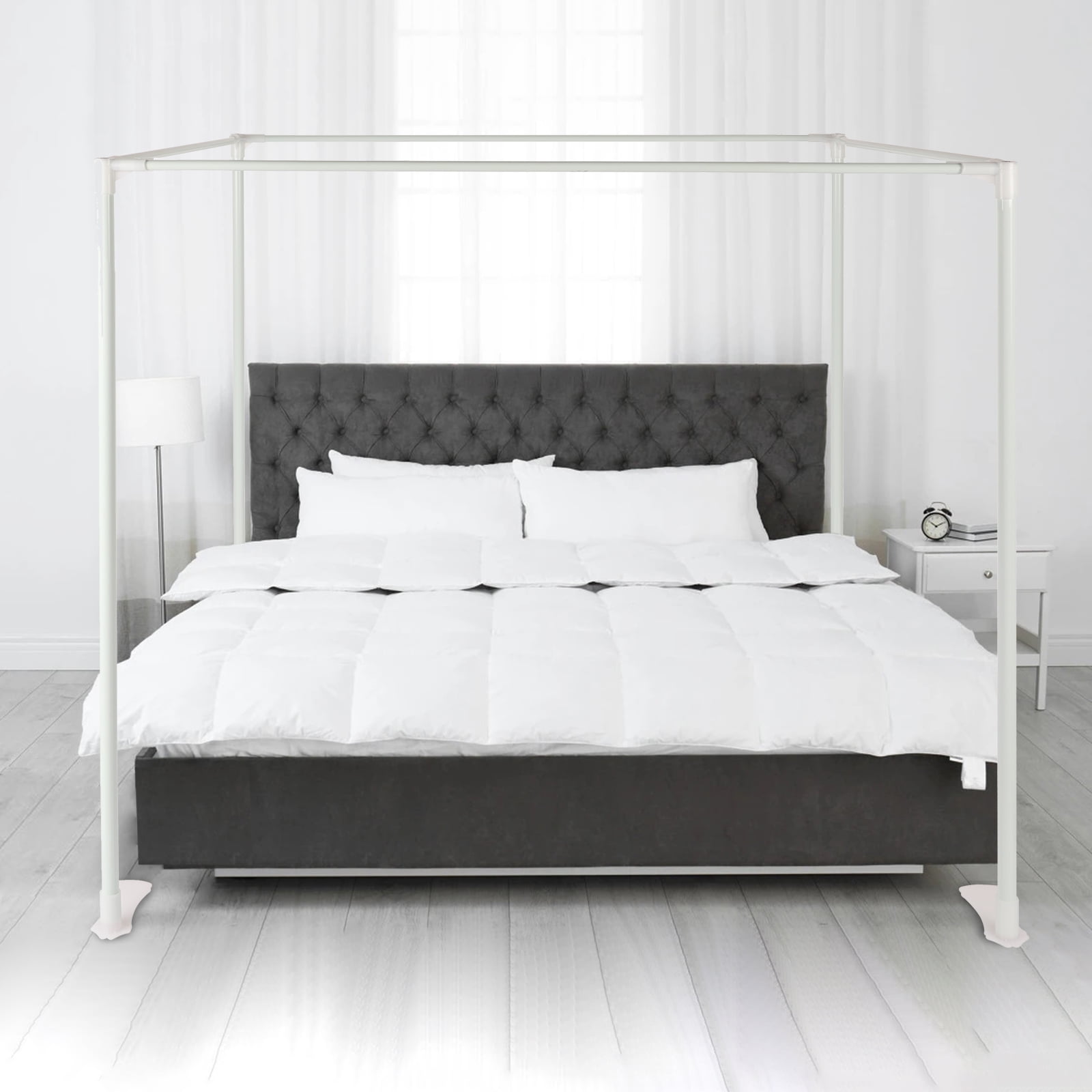 Stainless Steel Bed Mosquito Netting Canopy Frame Post Twin Full Queen King Size 