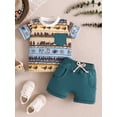 thumbnail image 2 of Biezeib Toddler Boy Western Outfit AnimalBooties Print Short Sleeve Tops with Solid Color Shorts 2 Pcs Clothes, 2 of 6