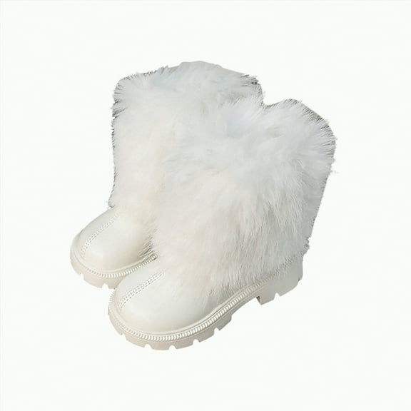 Ccpelsie Girls Leather Cowboy Boots Casual Girl Western Boots Mid Calf High Booties Comfortable keen High Booties(White,13.5)