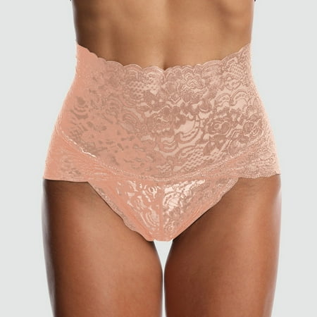 DondPO Plus Size Lingerie Womens Underwear Sexy Lace Mesh Transparent Women Underwear Plus Size High Waist Panty Panties Cotton Underwear Panties for Women Seamless Underwear Beige XL