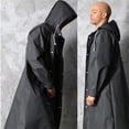 thumbnail image 2 of Men Waterproof Long Rain Coat Hooded Rain Coat Black Trench coat Jacket Outdoor Hiking, 2 of 7