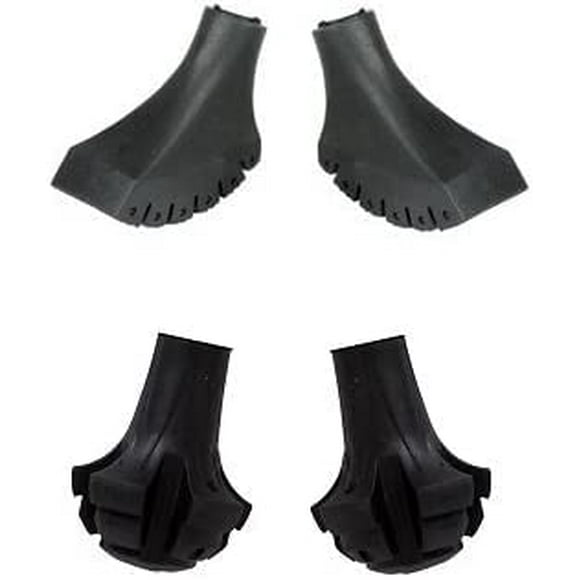 Lot de Quatre Embouts de Rechange en Caoutchouc Extra Durables (Pieds/pattes/embouts/capsules de Remplacement) pour Poteaux de Randonnée - Convient à Tous les Poteaux de Randonnée et de Marche Standard (Rond (2) et Fuselé Moyen (2), Lot de 4)