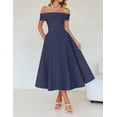 thumbnail image 3 of Vestido de cóctel ZESICA Elegant con hombros descubiertos, línea A, azul marino, 3 of 7