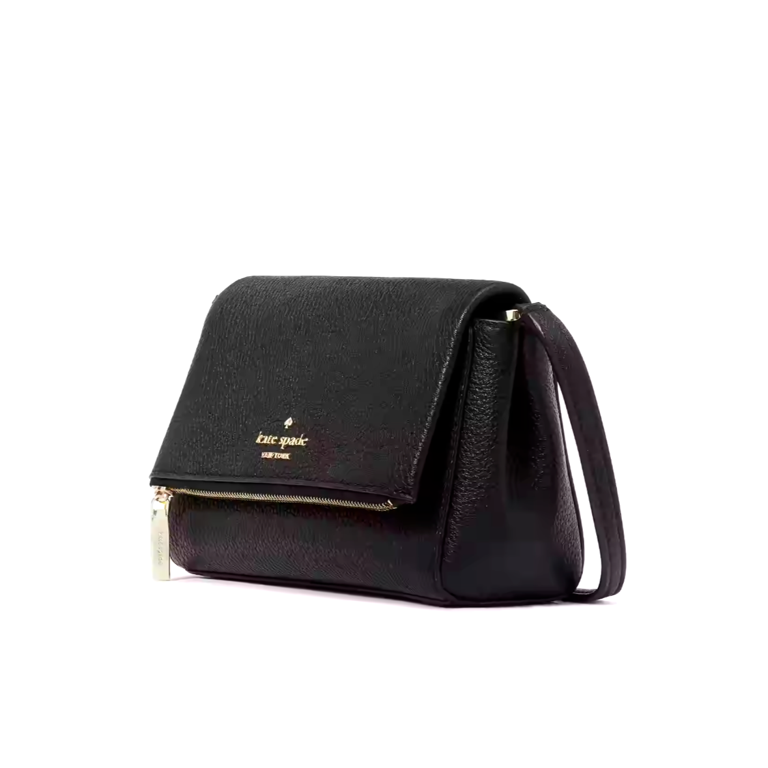 Kate Spade Leila Mini Zip Black Pebble Leather Crossbody Bag