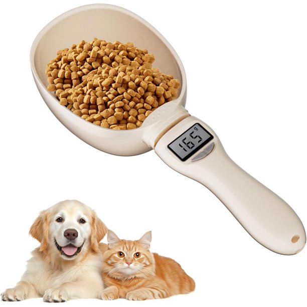 B-Qtech Cuchara báscula digital, precisión 1g, capacidad 800g, mango extraíble y pantalla LCD para alimentos de mascotas y cocina