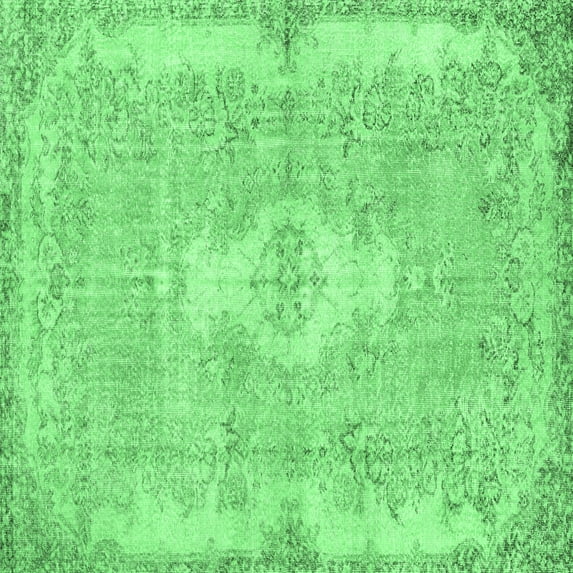Ahgly Company Indoor Square Persian Emerald Green Bohemian Area Rugs, 7' Square