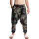 thumbnail image 2 of Pantalones de harén hippie para hombre, de lino, casuales, sueltos, con cordón, bohemio, gitano, Aladdin, playa, yoga, entrepierna, pantalones verde M verde M Xishao ropa, 2 of 2