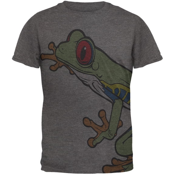 Big Tree Frog All Over Dark Heather Soft Adult T-Shirt - 2X-Large