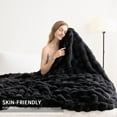 thumbnail image 3 of VK·LIVING Thick Ribbed Faux Rabbit Fur Cozy Reversible Throw Blanket,Super Soft 3D Striped Fuzzy Cozy Blankets,Black,60"x 80", 3 of 7