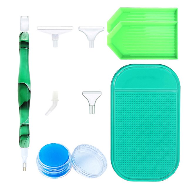 Juego de bolígrafos de pintura de diamantes, juego de bolígrafos para taladrar, bordado, manualidades, kit de alfombrilla de dibujo de diamantes de imitación, verde seitruly HA003828-05
