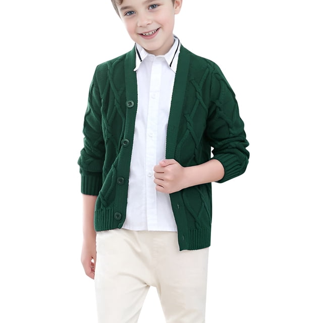 Cardigan pour Garçons avec Tricot et Col en V Manches Longues pour Enfants et Garçons