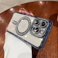 thumbnail image 3 of Funda de teléfono transparente con purpurina de diamante para iPhone, cubierta magnética de carga inalámbrica Magsafe, 15, 14, 13, 12, 11 Pro Max, 15 Plus, 3 of 5