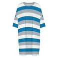 thumbnail image 4 of Gray Blue And White Stripes Sleepshirts For Sleeping Travels Loose Sleepdress Pajama Dress Soft Nightdress Sleepwear, 4 of 7