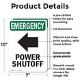 thumbnail image 2 of (2 Pack) Power Shutoff [Left Arrow] With Symbol OSHA Emergency Sign 7 Inch X 10 Inch Plastic Sign, Weather Resistant, UV Protected for Workplace, Business, and Construction Site, Made, 2 of 8