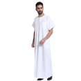 thumbnail image 3 of Kaftan for Men Button down Shirt Pocket Dress Slim Shirts for Men Slim Fit Pattern Dress Shirts Button down Shirt No Pocket Men's Casual Arab Middle Solid Color Round Neck White L, 3 of 3
