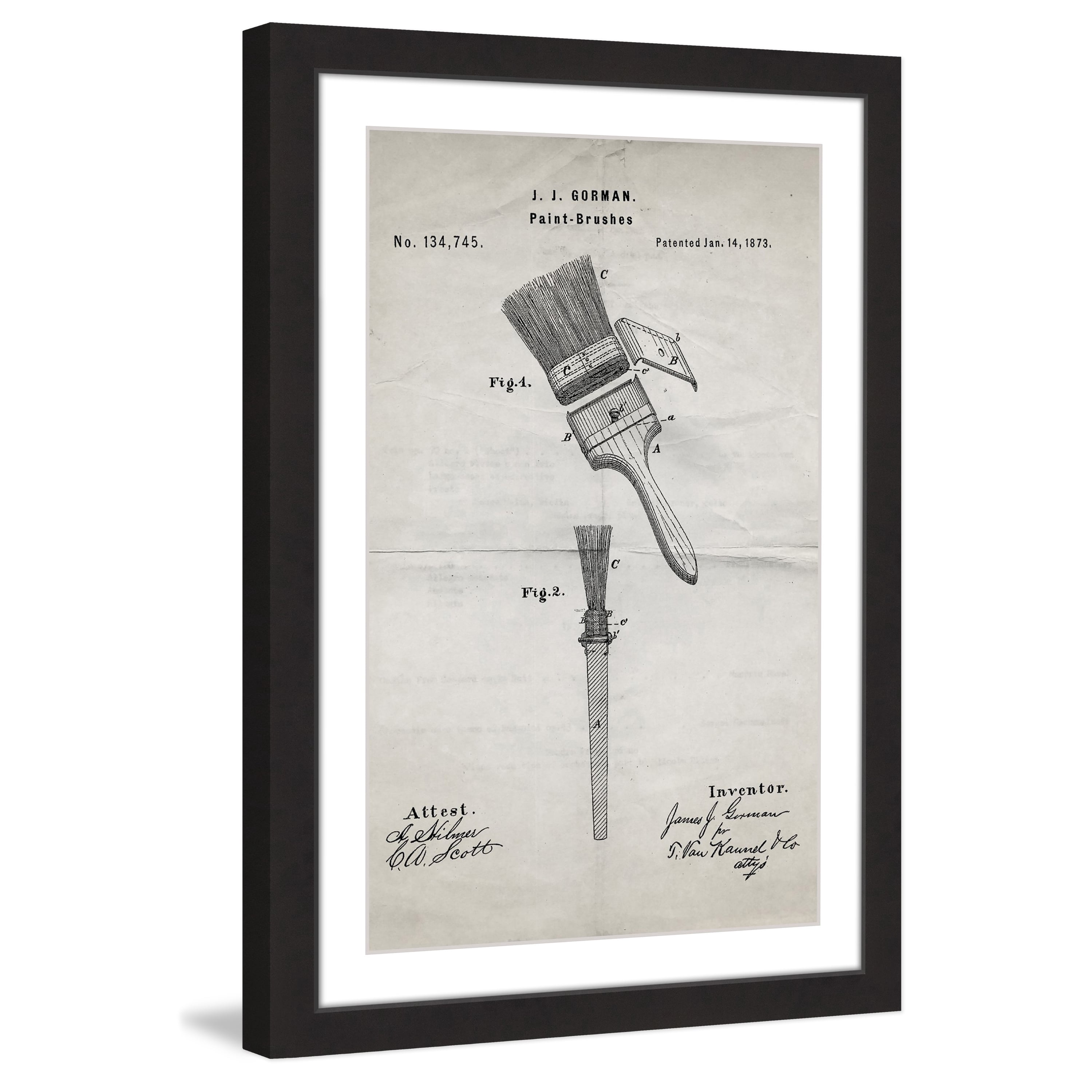 "Paint Brush 1873 Old Paper" Framed Painting Print