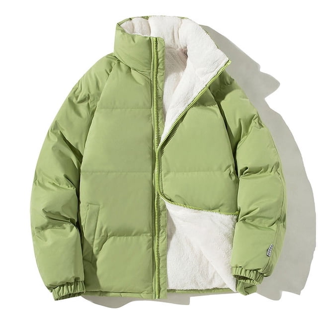 Chaqueta acolchada de invierno para hombre, unisex, lisa, cálida, con cuello alto, acolchada y gruesa, con cremallera, para exteriores, larga