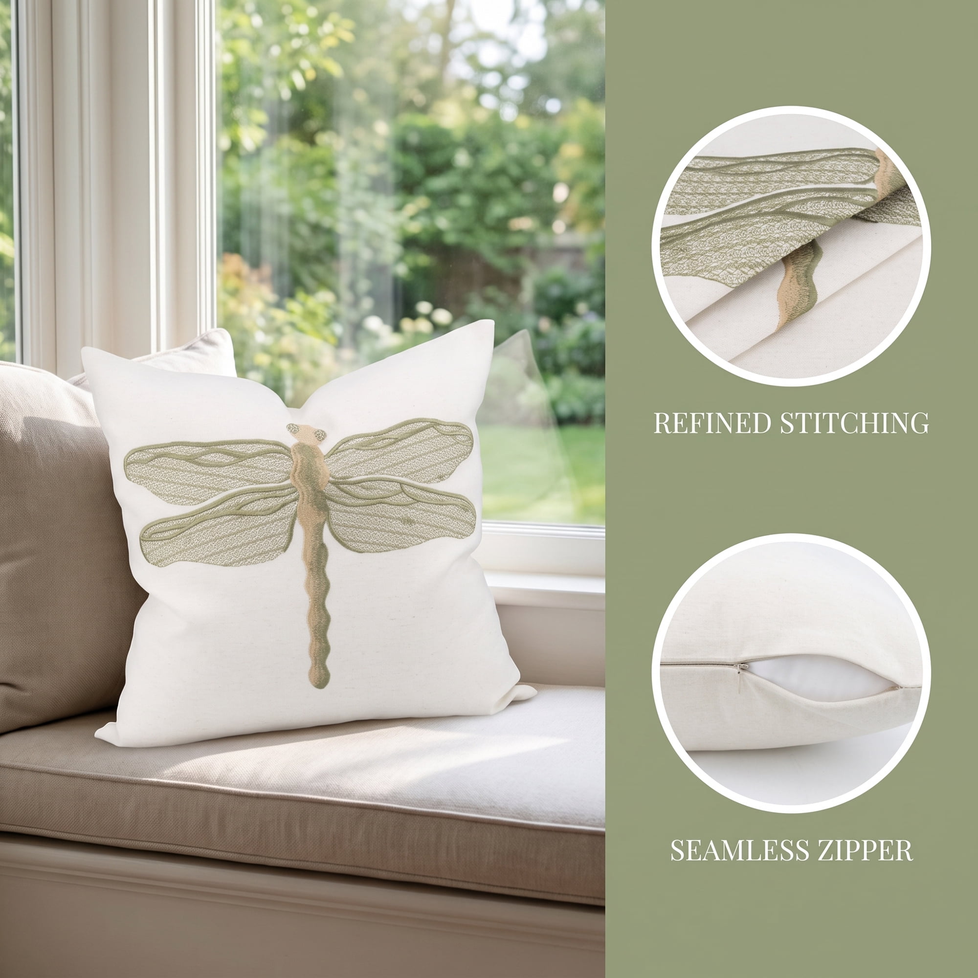 Unique Bargains 2 Pack Embroidered Animal Cottagecore Pillow Cover White 18"x18"