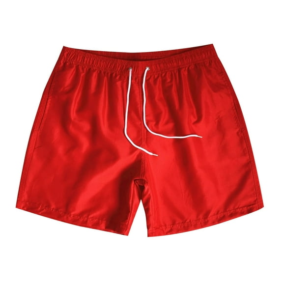 FRSASU Men's Running Shorts Quick Dry Solid Color Sport Athletic Workout Gym Shorts with Pockets Red