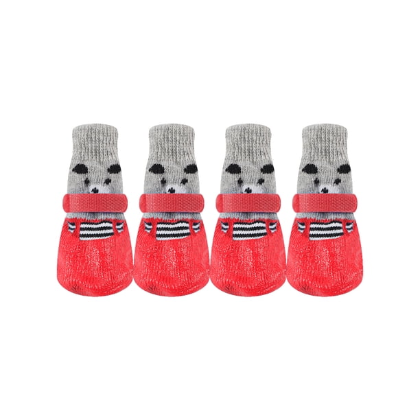 Greeniant 4 piezas de zapatos para mascotas lindo algodón lluvia nieve botas conjunto de calcetines buena elasticidad con suela de goma cubierta de pata Ropa para mascotas Rojo L Greeniant PT003813-07B
