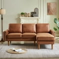 thumbnail image 2 of Dinosisco 82" L-Shape Sofa with Right Chaise, Suede Upholstered 3-Seater Couch for Living Room, Brown, 2 of 8