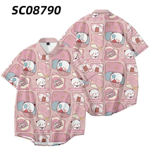 Cute Bubu And Dudu Hoodies Funny Cartoon Panda Pink Print T-shirt And Pants Men Women Casual Anime Bear Graphic Tops Clothes QZX
