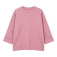 thumbnail image 4 of ABSUYY Women's Soft Stretchy Waffle Knit Tunic, Crew Neck 3/4 Sleeve Relaxed Fit Daily Shirt, Pink, M, 4 of 9