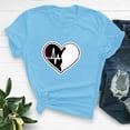 thumbnail image 2 of Hyknon Plus Size Tops for Women Fashion Crewneck Short Sleeve Loose Solid Color Pullover Going out Tops Spring Summer Valentine's Day Love Heart Printed Shirts, 2 of 5