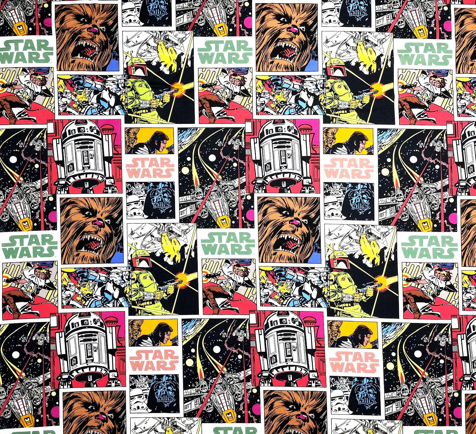 1 Yard - Star Wars Comic Book Block Cotton Fabric - R2D2 Chewie Star Fighter (Great for Quilting, Throws, Sewing, Craft Projects, and More) 1 Yard x 44"