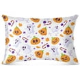 thumbnail image 2 of GZHJMY Halloween Cartoon Pumpkin Lanterns Candy Cane Pillowcase Plush Pillowcase for Hair and Skin, Soft Standard Size Pillow Cases Zippered Queen Pillow Case Set of 1-20x30in Home Decor, 2 of 7